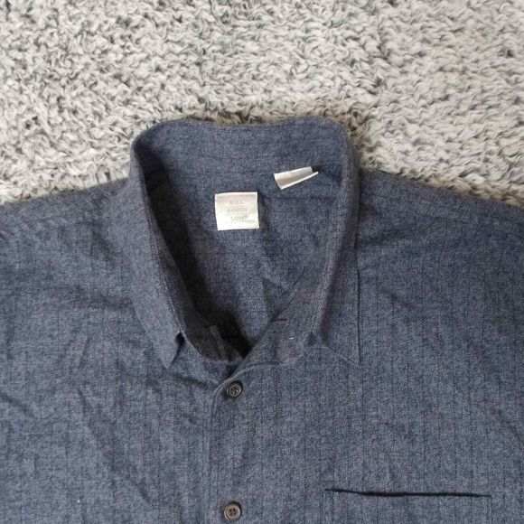 Bill Robin Son Men Shirt Blue Size XL Cotton Button Down Collar Long Sleeves - Picture 4 of 10